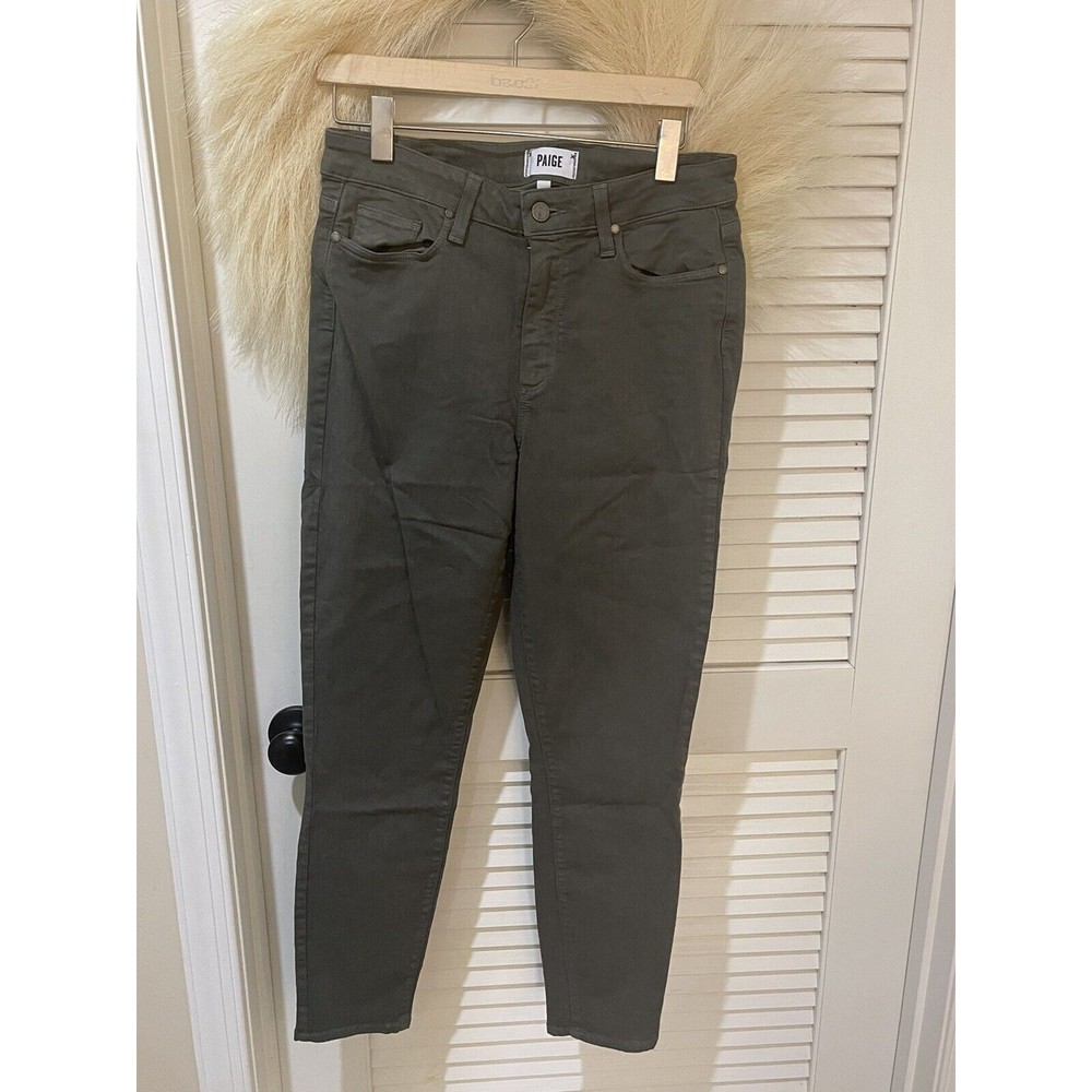 Paige Hoxton Ankle Skinny Cargo Jeans Size 30 Womens Green Stretch